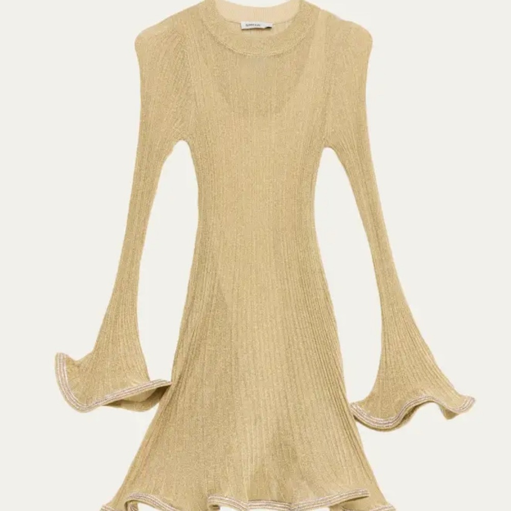 SIMKHAI Zelda Gold Long-Sleeve Dress
